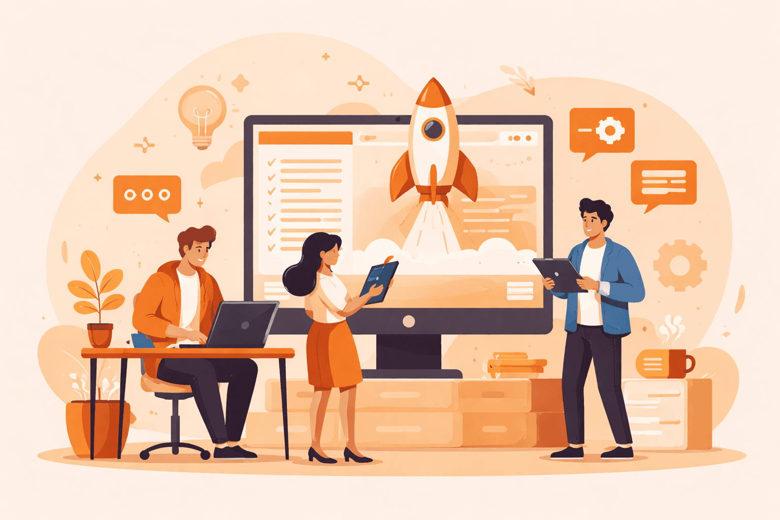Rocket taking off illustration